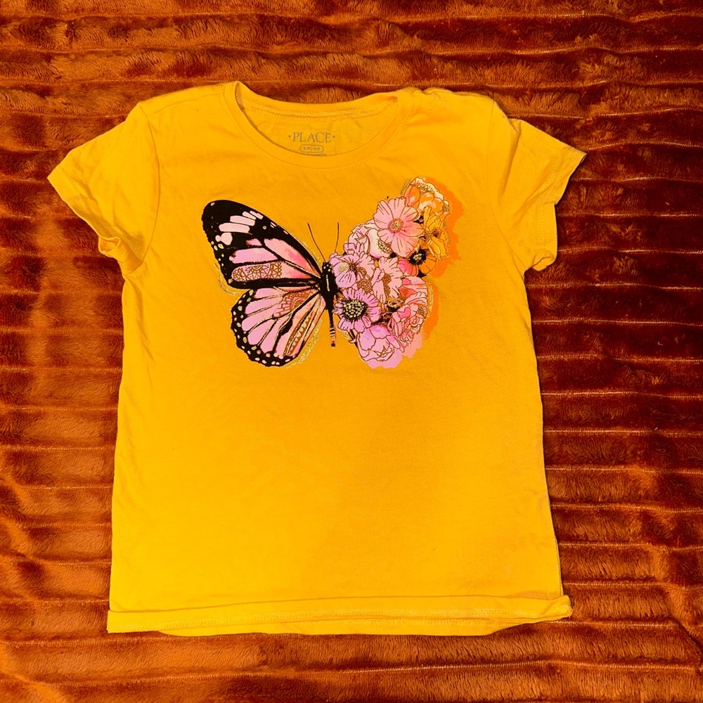 The Children's Place Yellow Tee with Butterfly and Floral Print